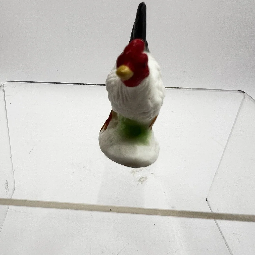 Vtg Porcelain ROOSTER/HEN Chicken Miniature Dollhouse 1:12 Japan 2